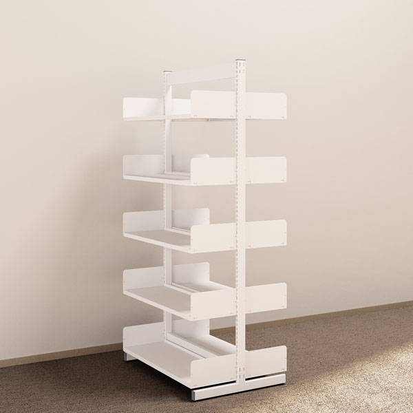 Kontorreol i st&aring;l til gulv 1900x900x300mm hvid tosidig grundsektion