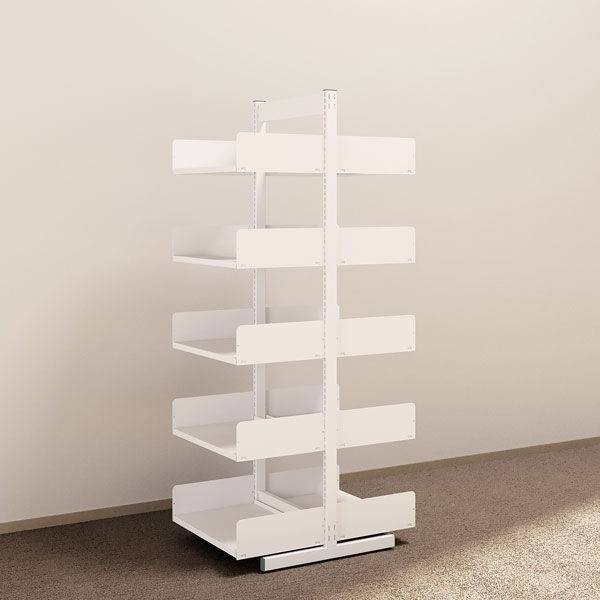 Kontorreol i st&aring;l til gulv 1900x600x400mm hvid tosidig grundsektion