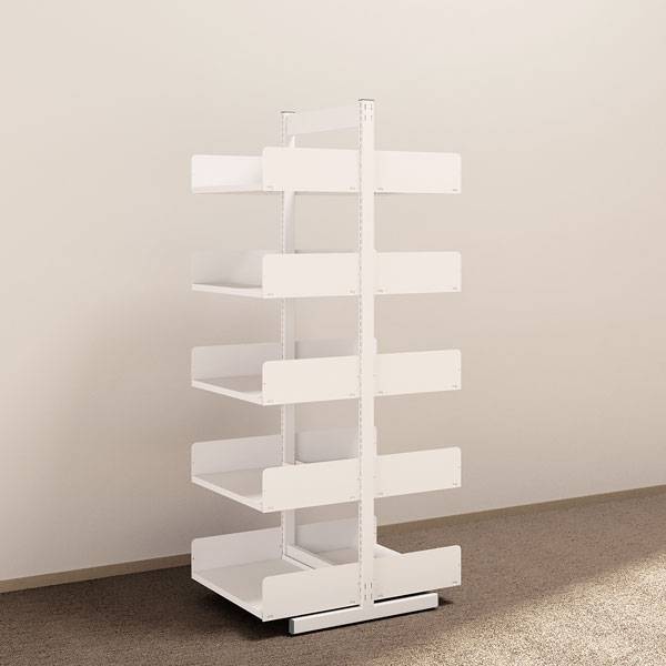 Kontorreol i st&aring;l til gulv 1900x600x400mm hvid tosidig grundsektion