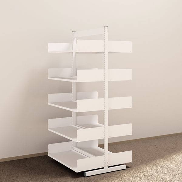 Kontorreol i stål til gulv 1900x900x400mm hvid tosidig grundsektion