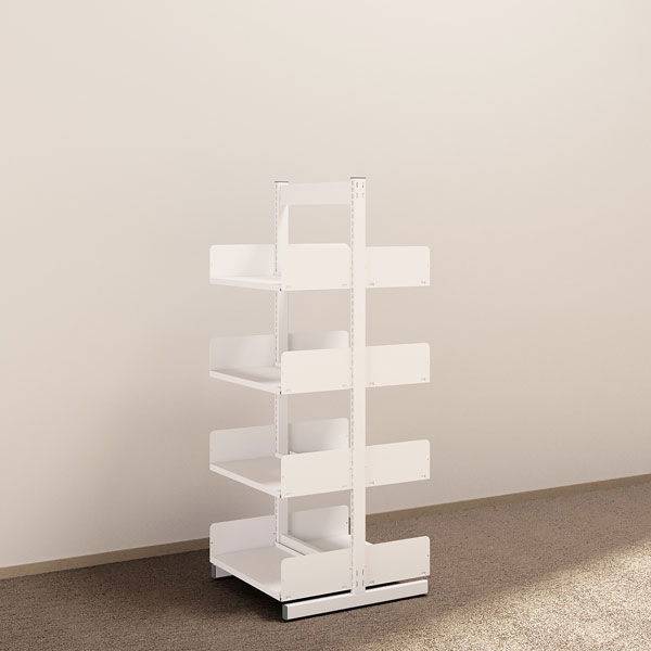 Kontorreol i st&aring;l til gulv 1600x600x300mm hvid tosidig grundsektion