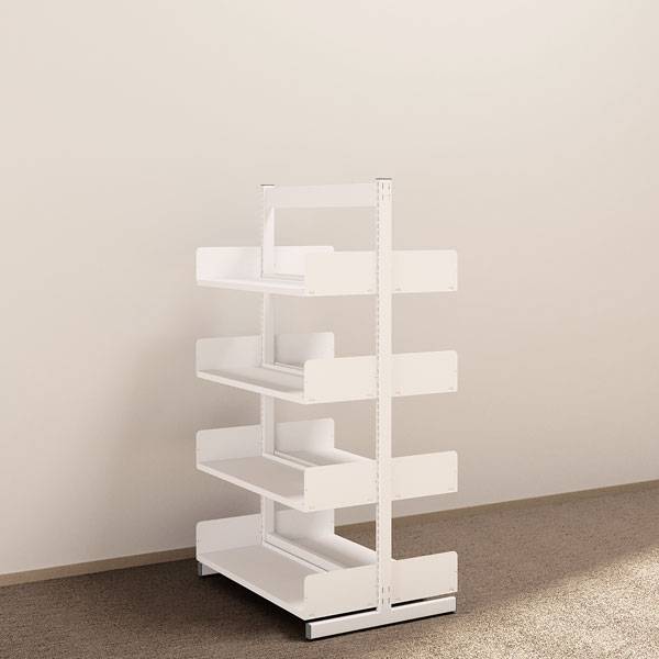 Kontorreol i stål til gulv 1600x900x300mm hvid tosidig grundsektion