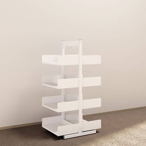 Kontorreol i st&aring;l til gulv 1600x600x400mm hvid tosidig grundsektion