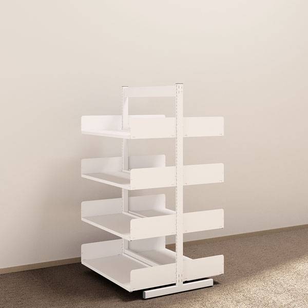 Kontorreol i st&aring;l til gulv 1600x900x400mm hvid tosidig grundsektion