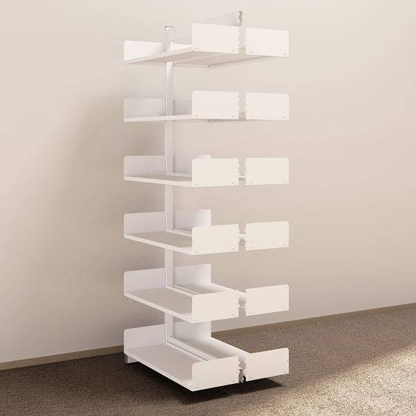 Kontorreol i st&aring;l til gulv 2200x900x300mm hvid tosidig p&aring;bygningssektion 