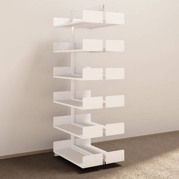 Kontorreol i st&aring;l til gulv 2200x900x300mm hvid tosidig p&aring;bygningssektion 