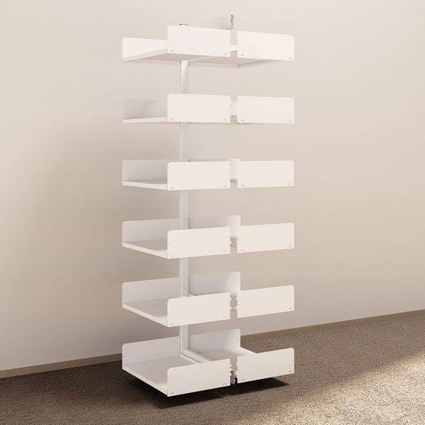 Kontorreol i st&aring;l til gulv 2200x600x400mm hvid tosidig p&aring;bygningssektion 