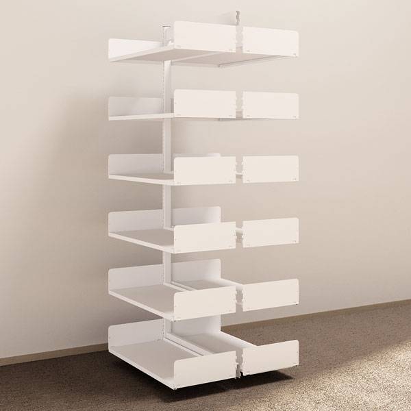 Kontorreol i stål til gulv 2200x900x400mm hvid tosidig påbygningssektion 