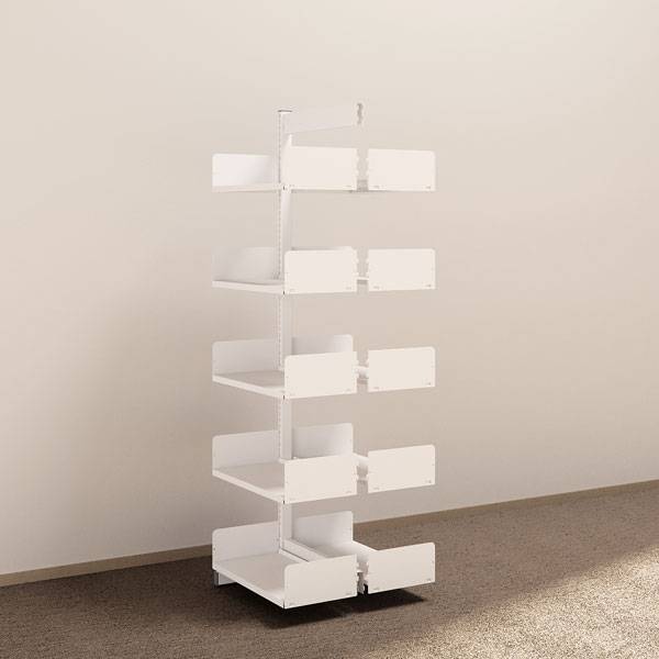 Kontorreol i st&aring;l til gulv 1900x600x300mm hvid tosidig p&aring;bygningssektion 