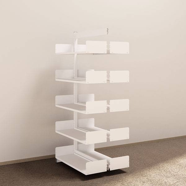 Kontorreol i stål til gulv 1900x900x300mm hvid tosidig påbygningssektion