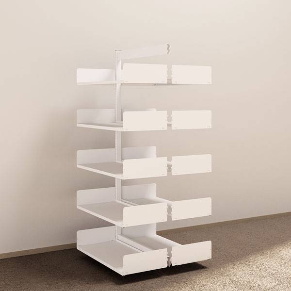 Kontorreol i stål til gulv 1900x900x400mm hvid tosidig påbygningssektion