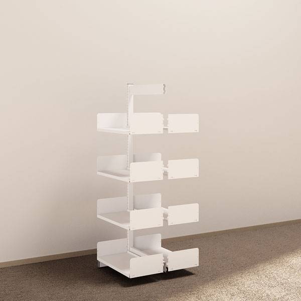 Kontorreol i stål til gulv 1600x600x300mm hvid tosidig påbygningssektion 