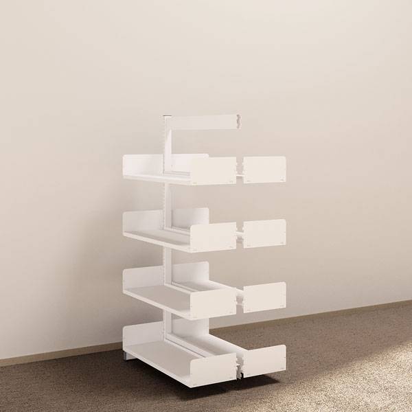 Kontorreol i st&aring;l til gulv 1600x900x300mm hvid tosidig p&aring;bygningssektion 