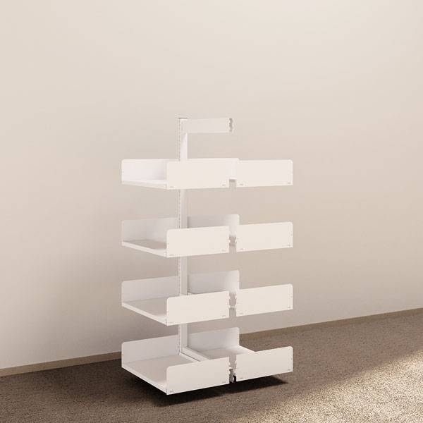 Kontorreol i stål til gulv 1600x600x400mm hvid tosidig påbygningssektion 