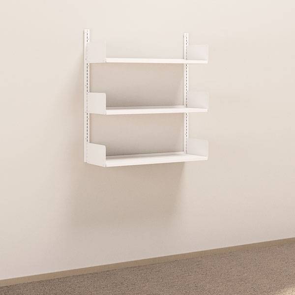 Kontorreol i st&aring;l til v&aelig;g 1000x900x300mm hvid grundsektion