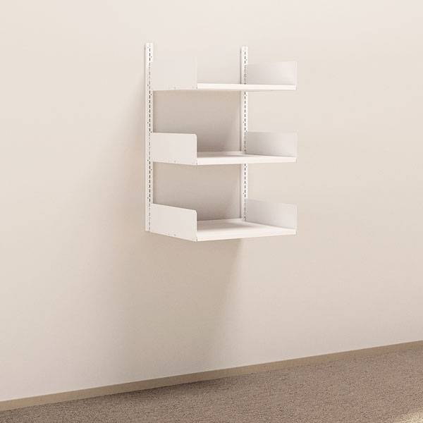 Kontorreol i st&aring;l til v&aelig;g 1000x600x500mm hvid grundsektion