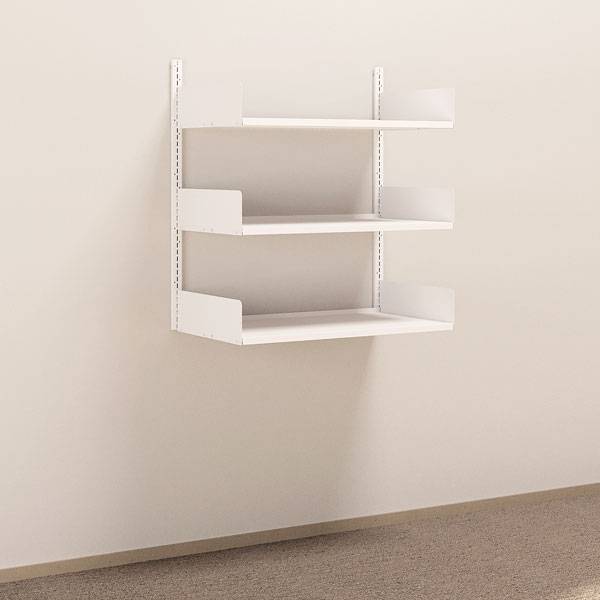 Kontorreol i stål til væg 1000x900x500mm hvid grundsektion