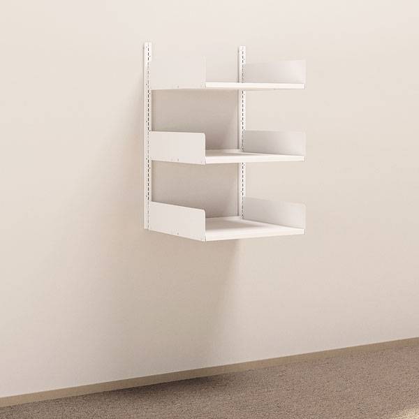 Kontorreol i st&aring;l til v&aelig;g 1000x600x600mm hvid grundsektion