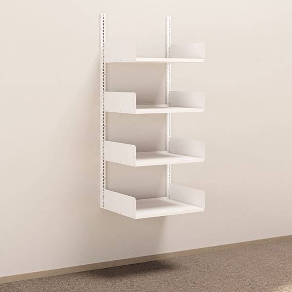 Kontorreol i stål til væg 1500x600x500mm hvid grundsektion