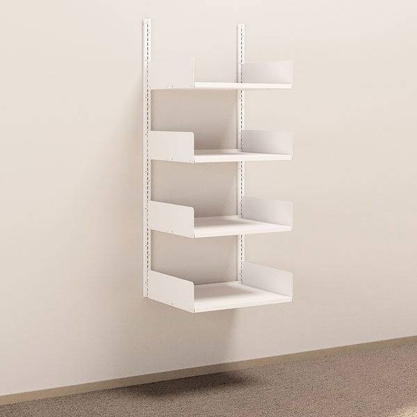 Kontorreol i st&aring;l til v&aelig;g 1500x600x500mm hvid grundsektion