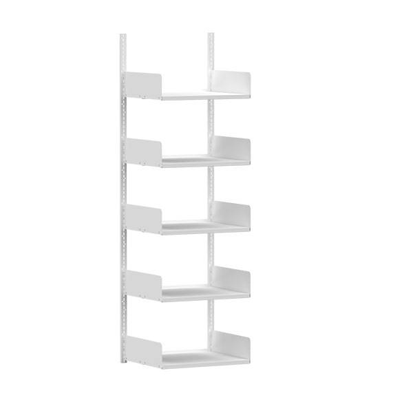 Kontorreol i stål til væg 2000x600x500mm hvid grundsektion