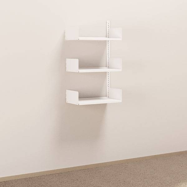 Kontorreol i stål til væg 1000x600x300mm hvid påbygningssektion