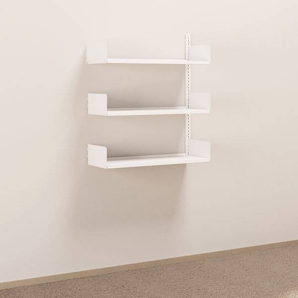 Kontorreol i stål til væg 1000x900x300mm hvid påbygningssektion