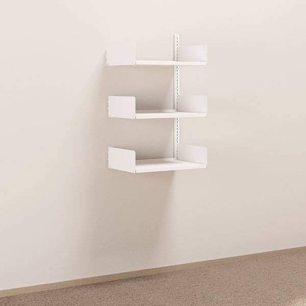 Kontorreol i st&aring;l til v&aelig;g 1000x600x400mm hvid p&aring;bygningssektion