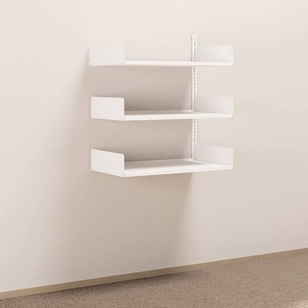 Kontorreol i st&aring;l til v&aelig;g 1000x900x500mm hvid p&aring;bygningssektion