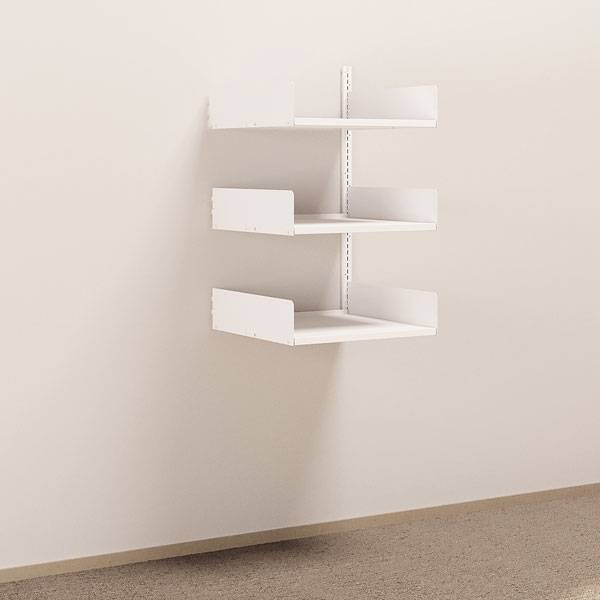 Kontorreol i st&aring;l til v&aelig;g 1000x600x600mm hvid p&aring;bygningssektion