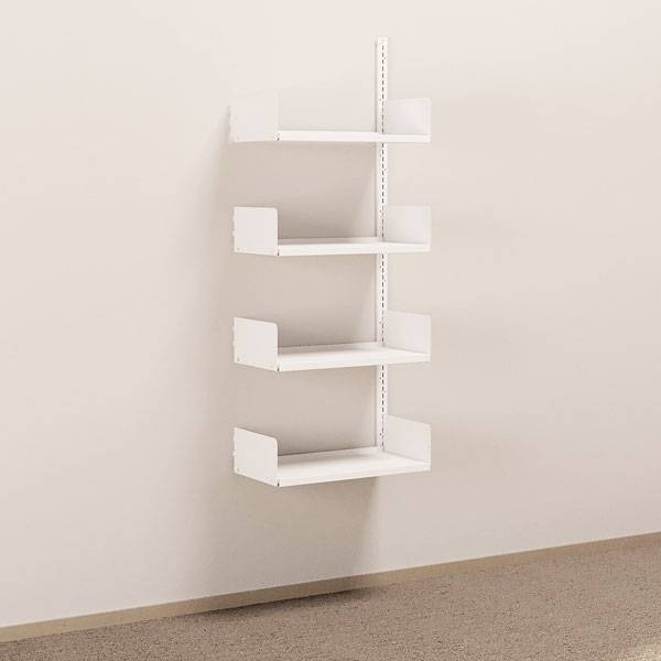 Kontorreol i st&aring;l til v&aelig;g 1500x600x300mm hvid p&aring;bygningssektion