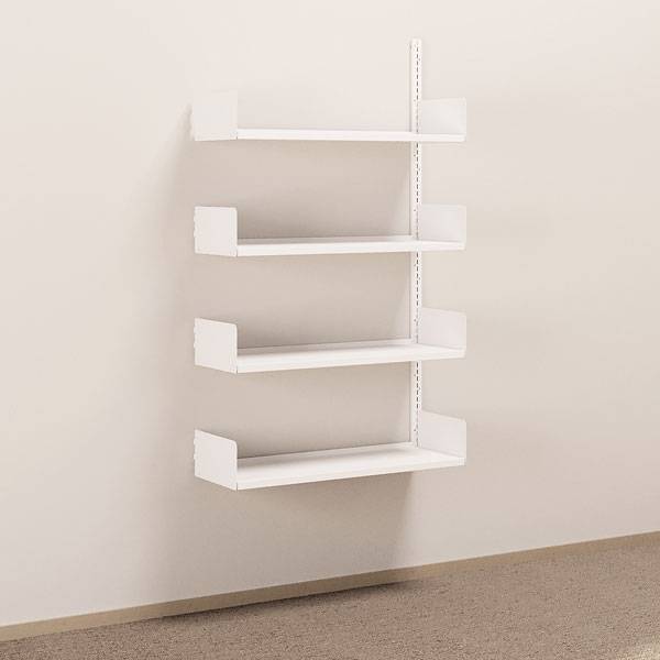 Kontorreol i st&aring;l til v&aelig;g 1500x900x300mm hvid p&aring;bygningssektion