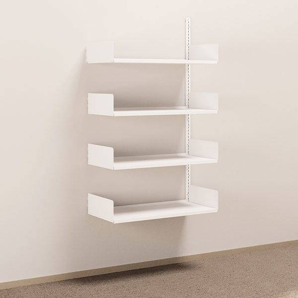 Kontorreol i st&aring;l til v&aelig;g 1500x900x400mm hvid p&aring;bygningssektion