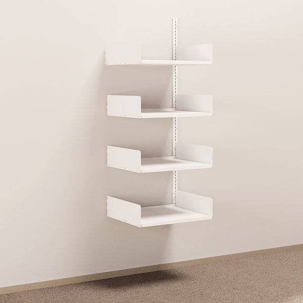 Kontorreol i st&aring;l til v&aelig;g 1500x600x500mm hvid p&aring;bygningssektion