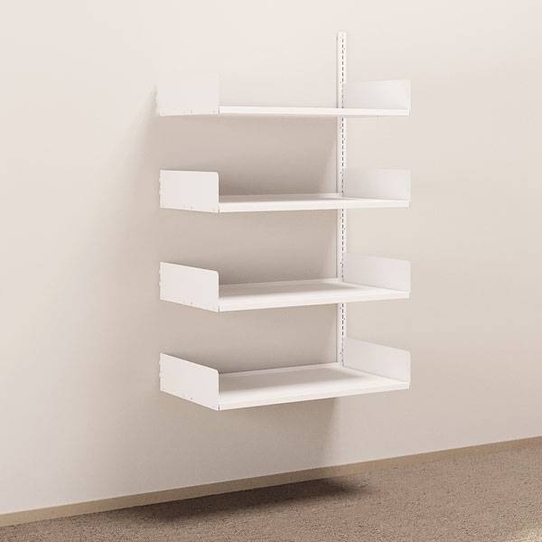 Kontorreol i st&aring;l til v&aelig;g 1500x900x500mm hvid p&aring;bygningssektion