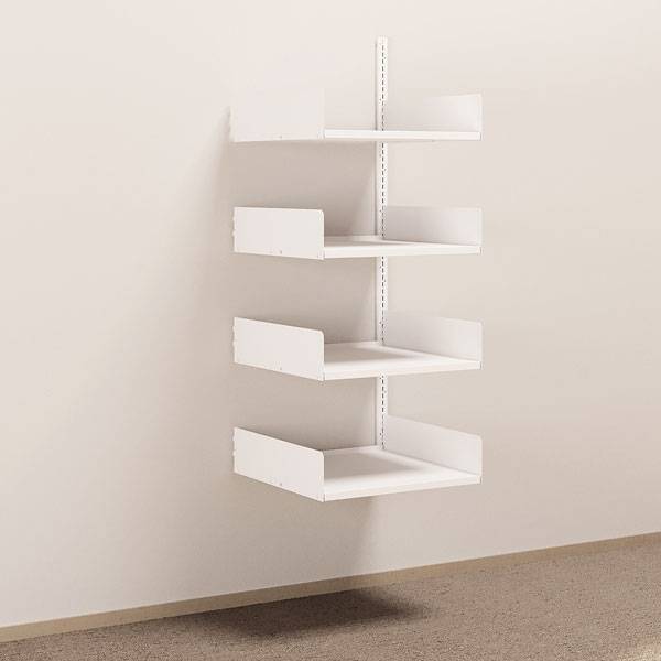 Kontorreol i stål til væg 1500x600x600mm hvid påbygningssektion