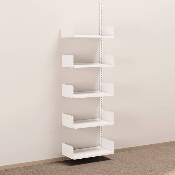 Kontorreol i st&aring;l til v&aelig;g 2000x600x300mm hvid p&aring;bygningssektion