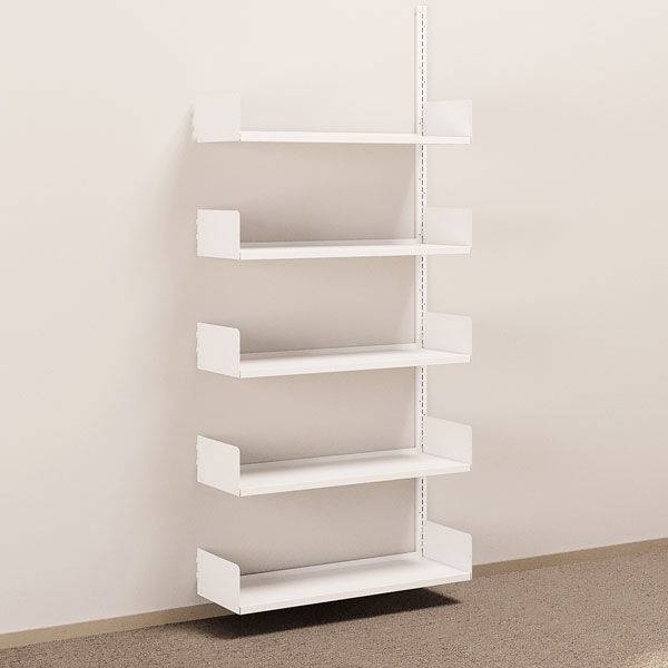 Kontorreol i st&aring;l til v&aelig;g 2000x900x300mm hvid p&aring;bygningssektion