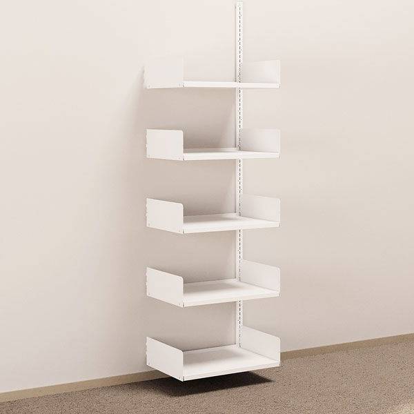 Kontorreol i st&aring;l til v&aelig;g 2000x600x400mm hvid p&aring;bygningssektion