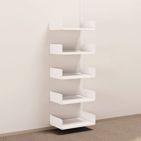 Kontorreol i st&aring;l til v&aelig;g 2000x600x400mm hvid p&aring;bygningssektion