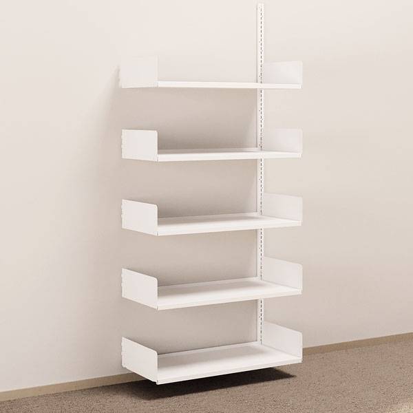 Kontorreol i st&aring;l til v&aelig;g 2000x900x400mm hvid p&aring;bygningssektion