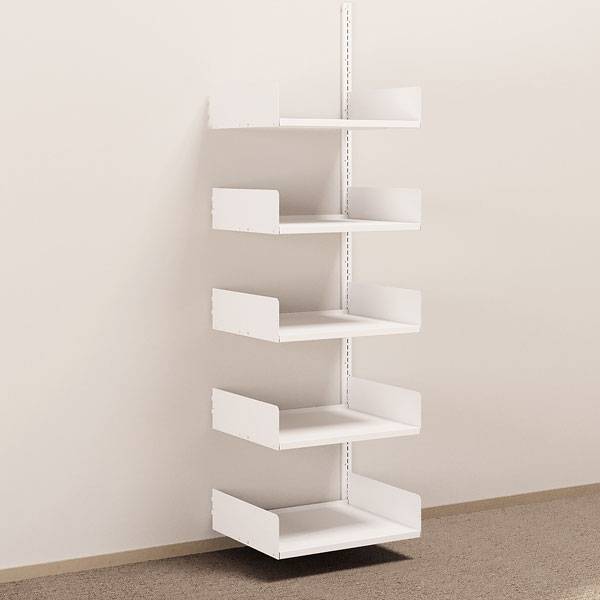 Kontorreol i st&aring;l til v&aelig;g 2000x600x500mm hvid p&aring;bygningssektion