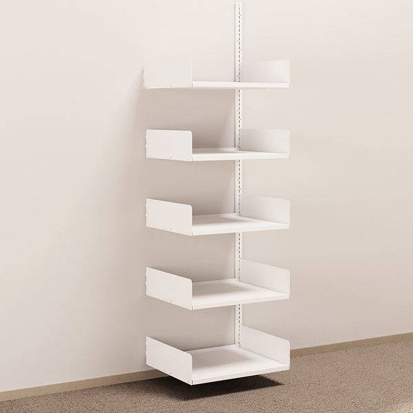 Kontorreol i st&aring;l til v&aelig;g 2000x600x500mm hvid p&aring;bygningssektion