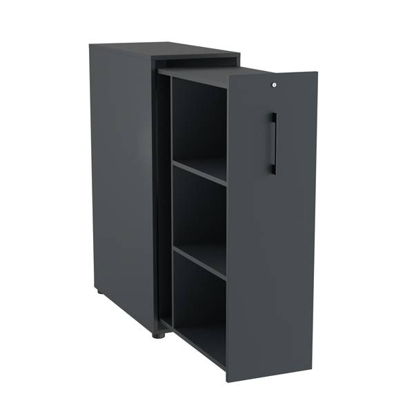 Office Towerskab 120x40cm venstre &aring;bning antracit med sort greb