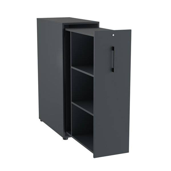 Office Towerskab 120x40cm venstre &aring;bning antracit med sort greb