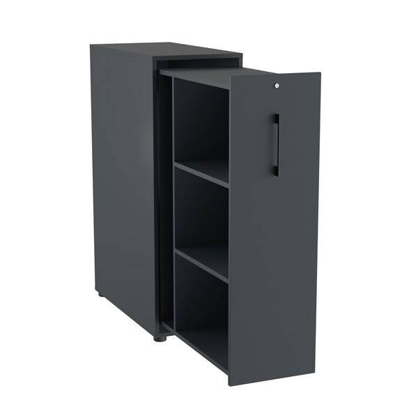 Office Towerskab 120x40cm venstre &aring;bning antracit med sort greb