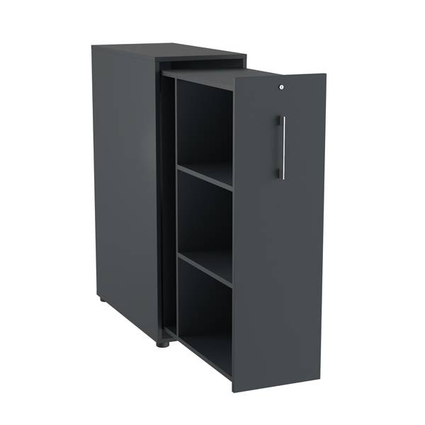 Office Towerskab 120x40cm venstre &aring;bning antracit med alugr&aring;t greb