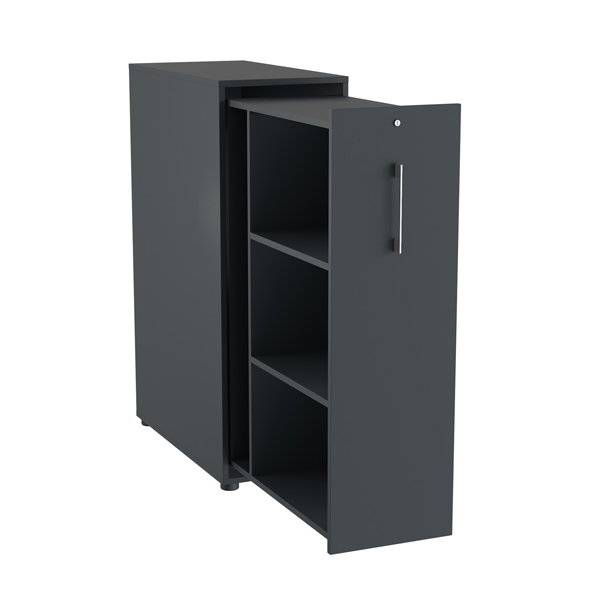 Office Towerskab 120x40cm venstre &aring;bning antracit med alugr&aring;t greb