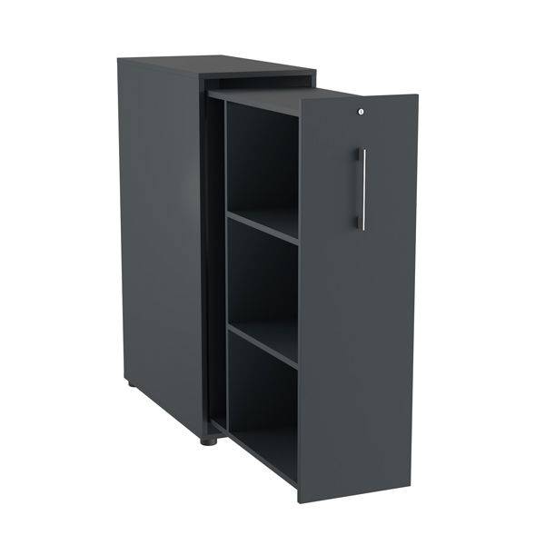 Office Towerskab 120x40cm venstre &aring;bning antracit med alugr&aring;t greb