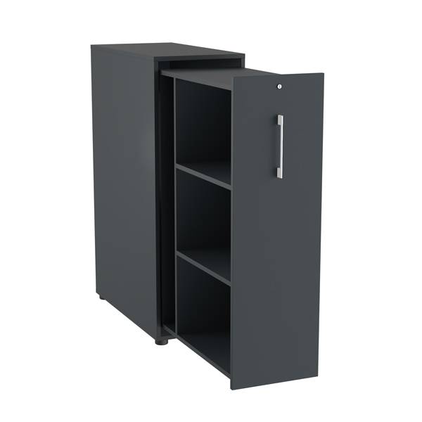 Office Towerskab 120x40cm venstre &aring;bning antracit med hvidt greb